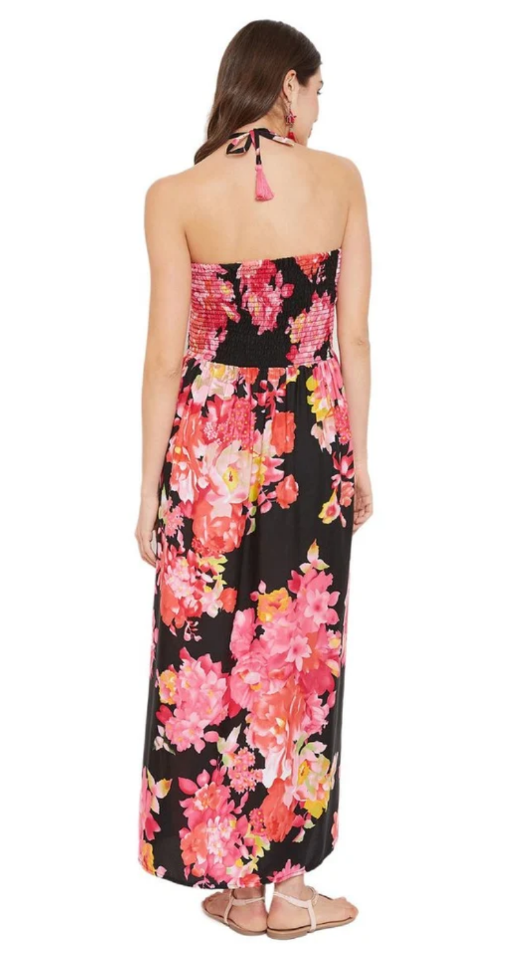 Light Pink Floral Bouquet Polyester Tube Dress for Women S-XL Sleeveless | GypsieBlu