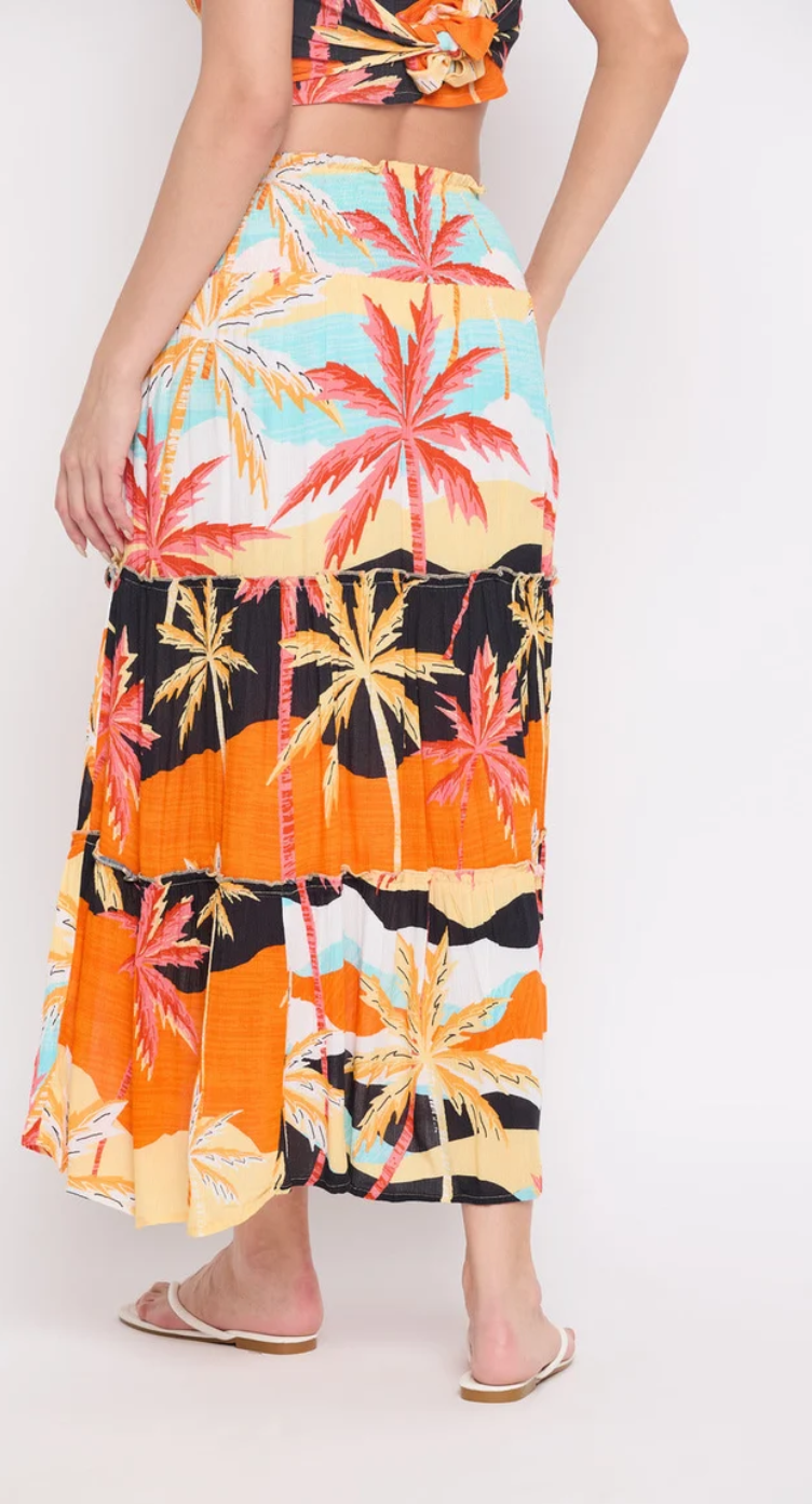 Orange Palm Sunset Rayon Skirt for Women S-2XL | GypsieBlu