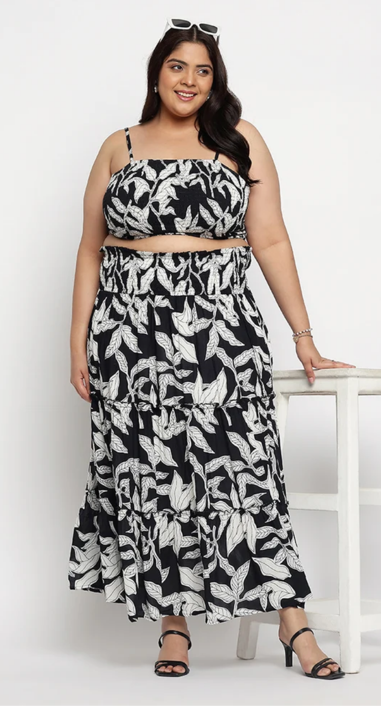 White Leaf Rayon Skirt for Women S-2XL | GypsieBlu