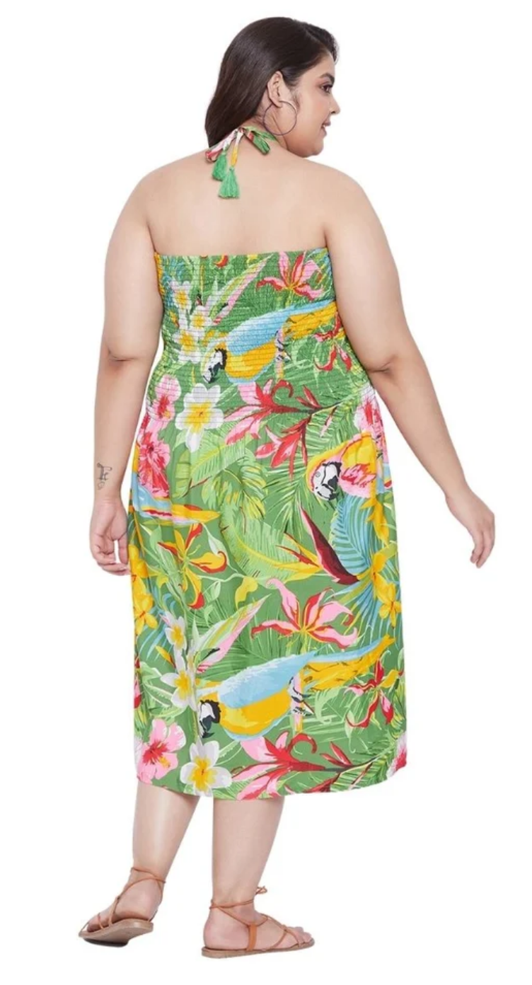 Green Forest Polyester Plus Size Tube Dress for Women 1X-3X | GypsieBlu