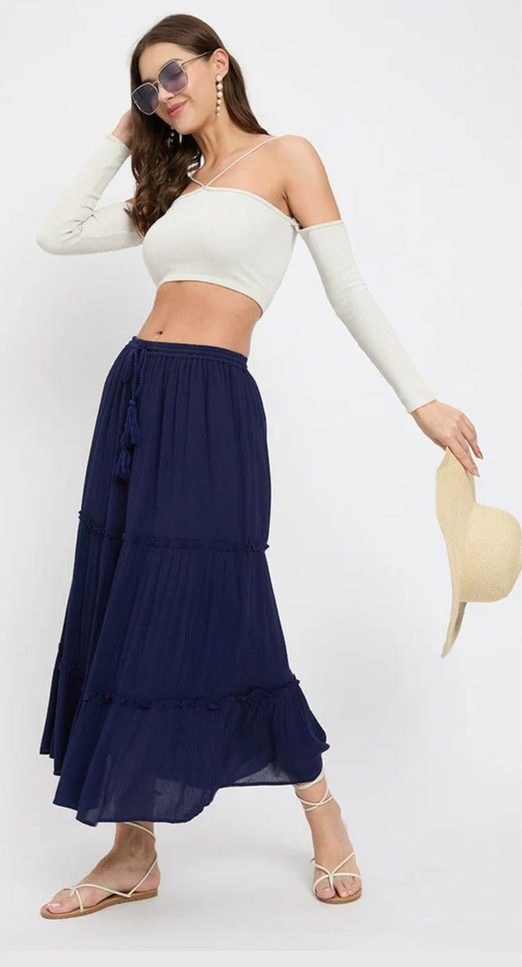 Navy Blue Rayon Skirt for Women S-XL | GypsieBlu