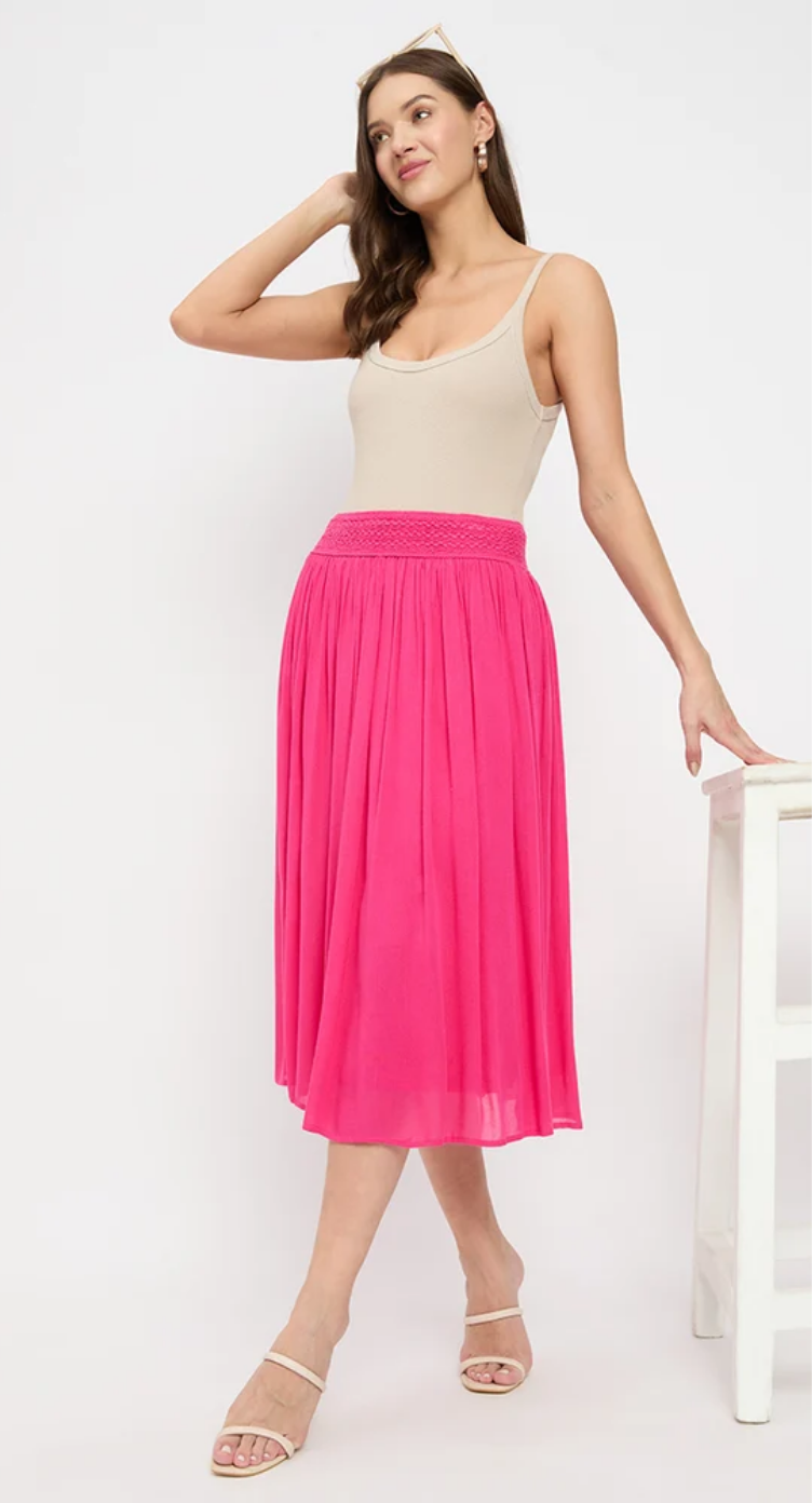 Fuchsia Rayon Skirt for Women S-XL | GypsieBlu