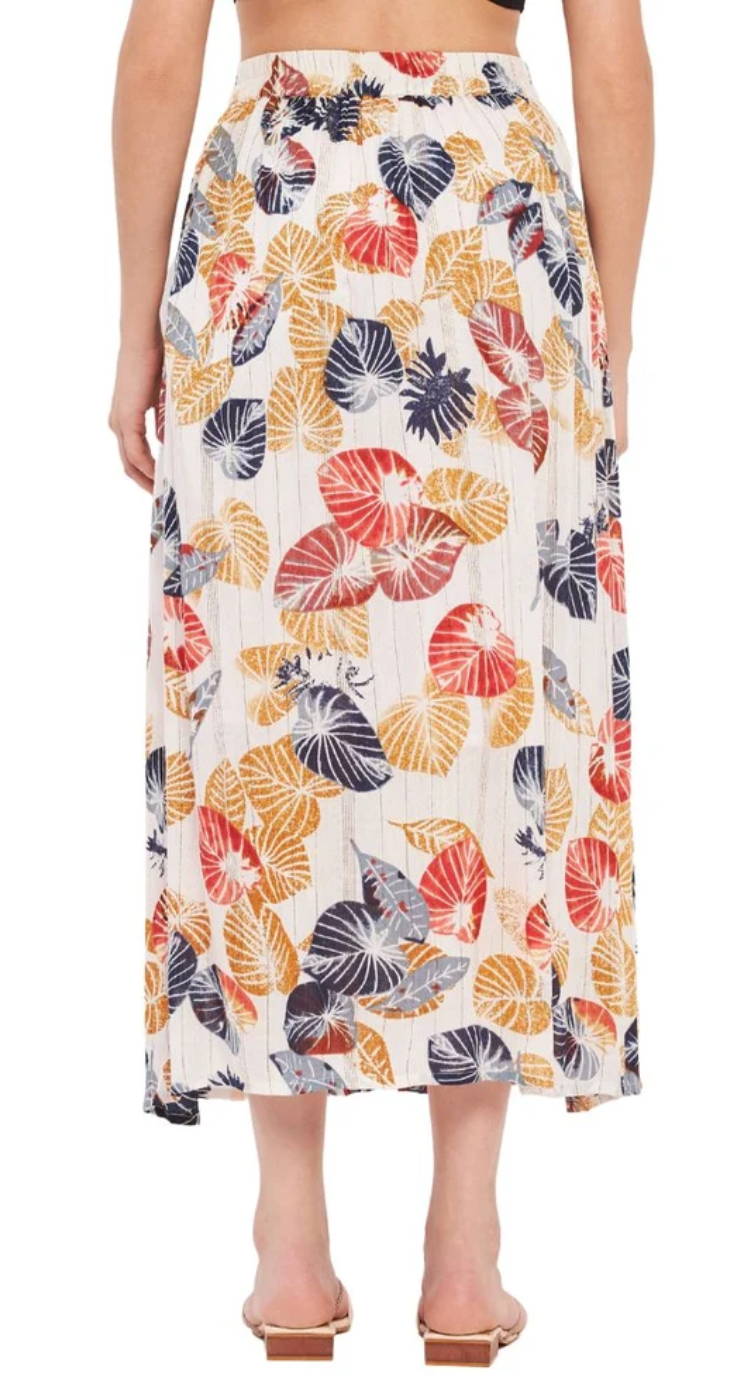 Multicolor A-Line Botanical Border Rayon Skirt for Women S-XL | GypsieBlu