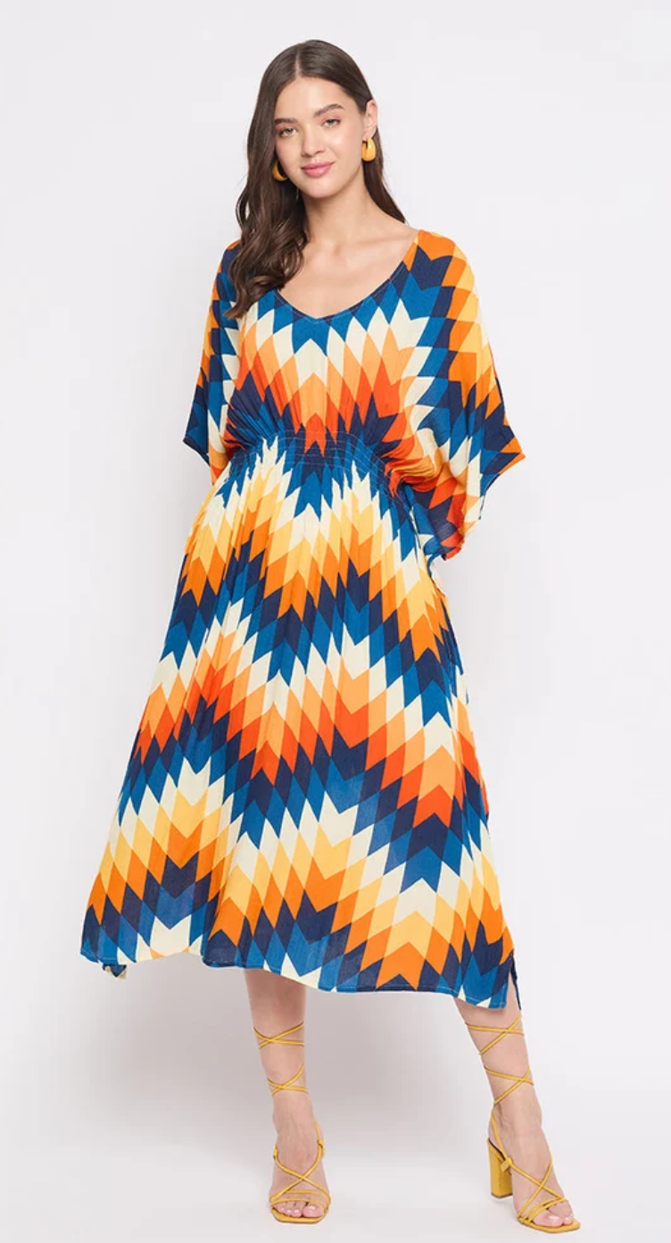 Multicolor Aztec Chevron Rayon Kaftan for Women S-XL | GypsieBlu