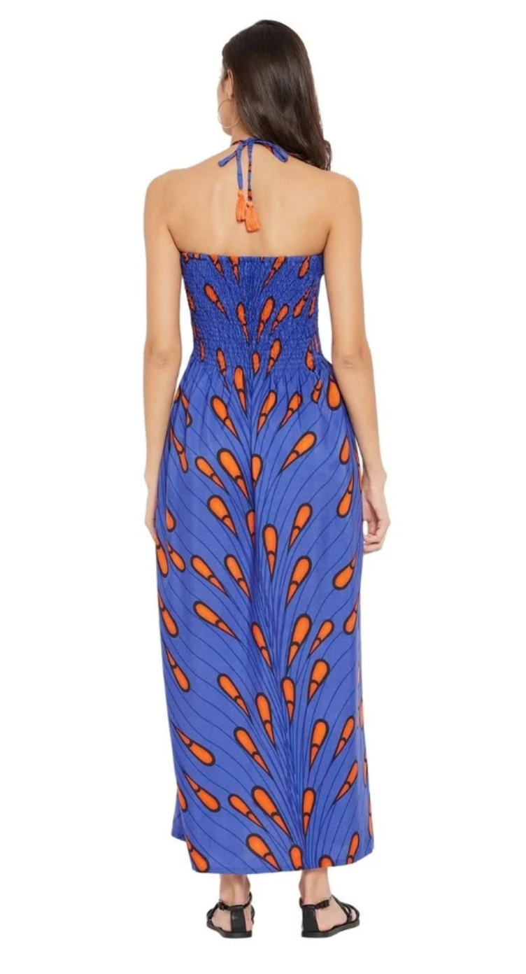 Blue African Ankara Polyester Tube Dress for Women S-XL | GypsieBlu
