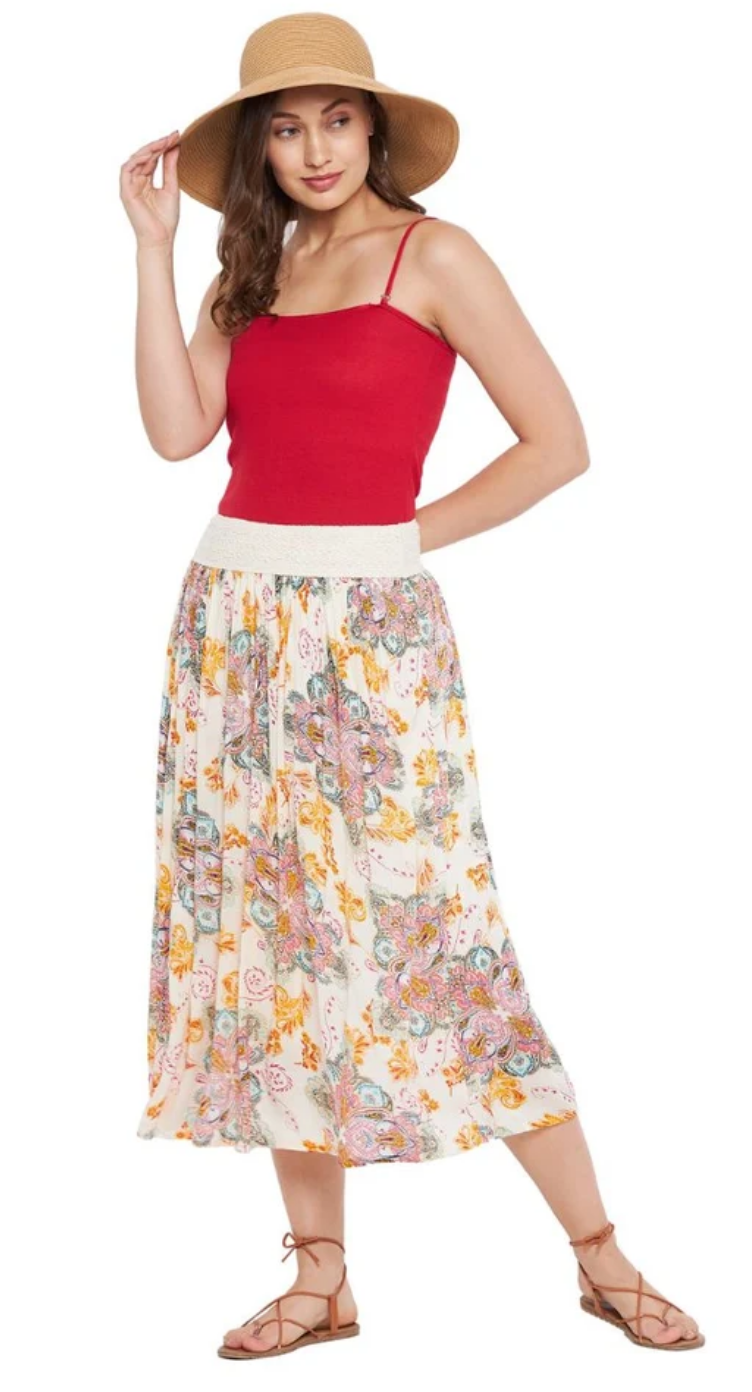 Multicolor Floral Medallion Polyester Skirt for Women S-XL | GypsieBlu