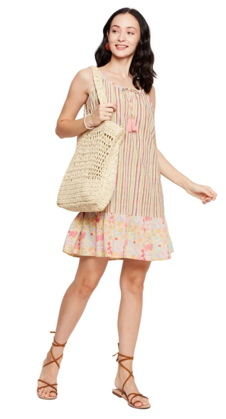 Apricot Tan Striped Cotton Dress for Women S-XL | GypsieBlu