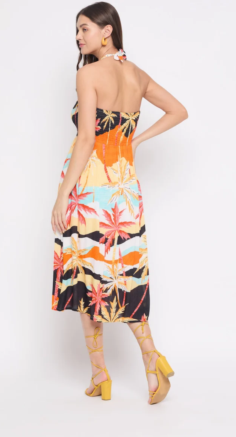 Multicolor Beach Rayon Midi Dress for Women S-XL | GypsieBlu