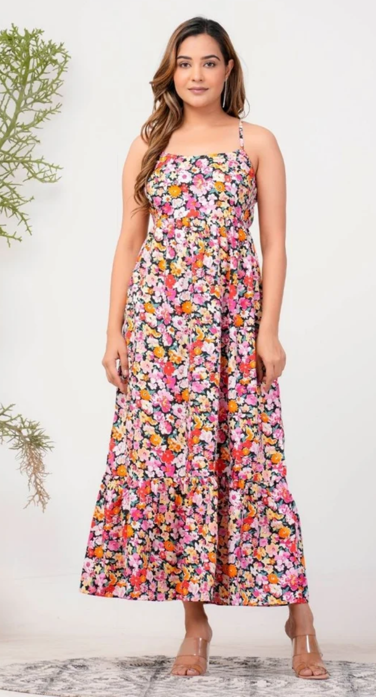 Floral Polyester Maxi Dress for Women S-XL | GypsieBlu