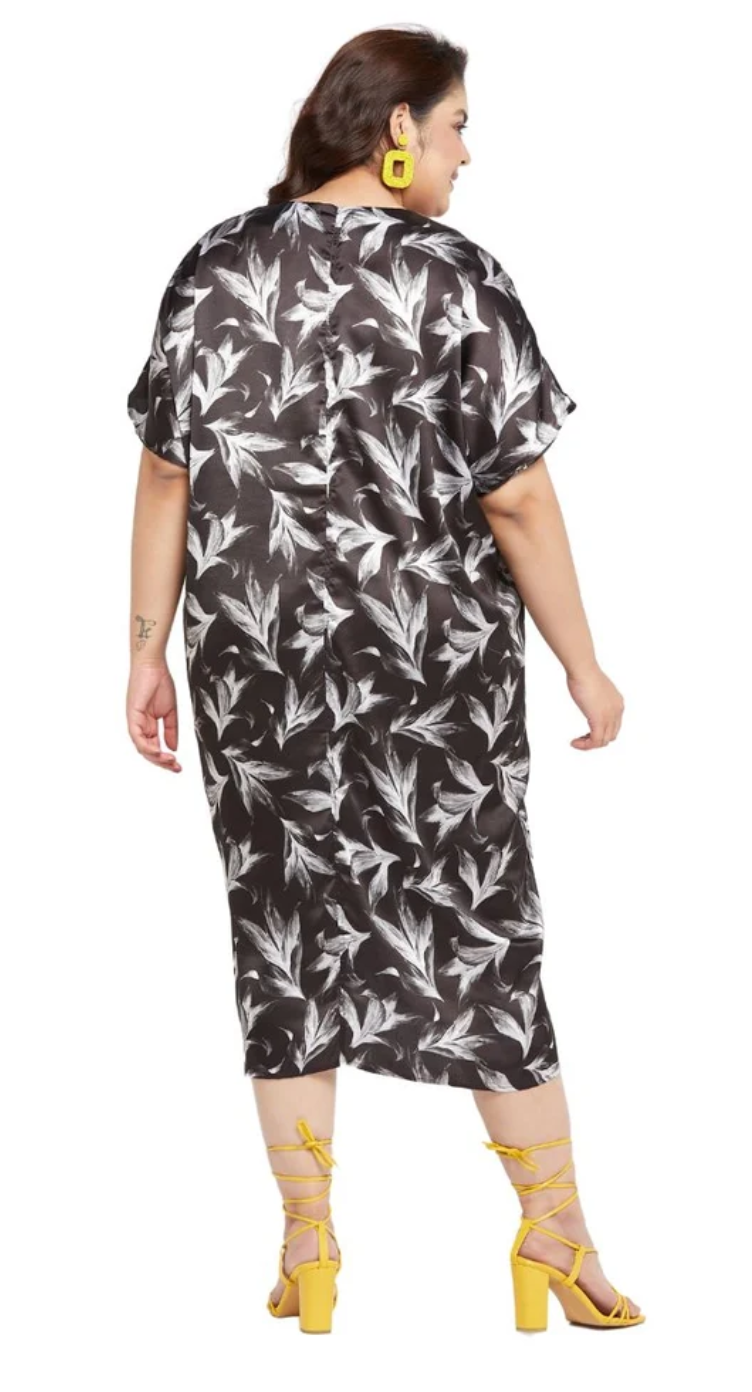 Black Satin Plus Size Kaftan Dress for Women 1X-3X | GypsieBlu