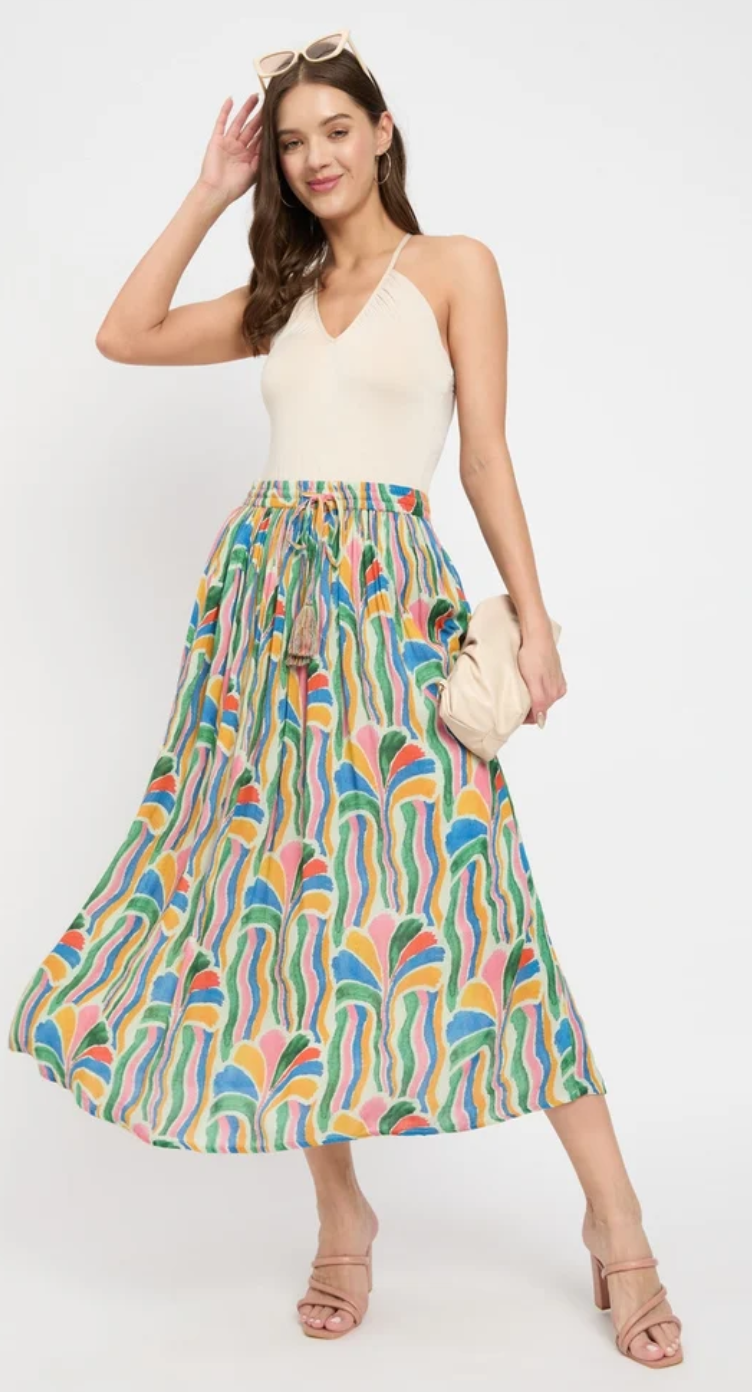 Multicolor Art Deco Rayon Skirt for Women S-XL | GypsieBlu