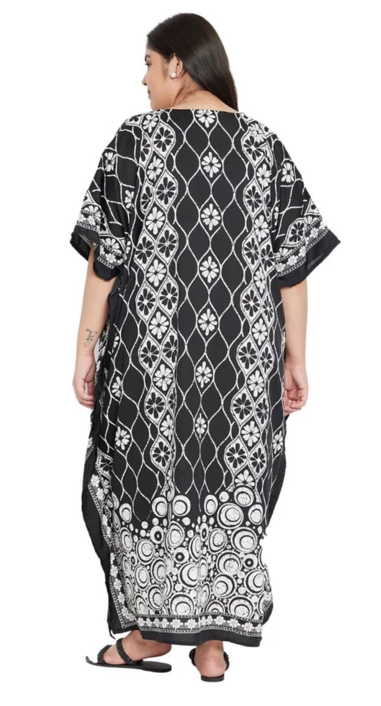 Floral Medallion Trellis Polyester Plus Size Kaftan for Women 1X-3X | GypsieBlu