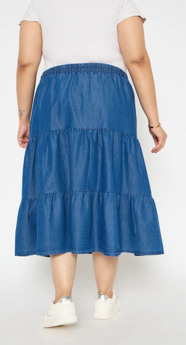 Dark Blue Denim Plus Size Skirt for Women 1X-3X | GypsieBlu