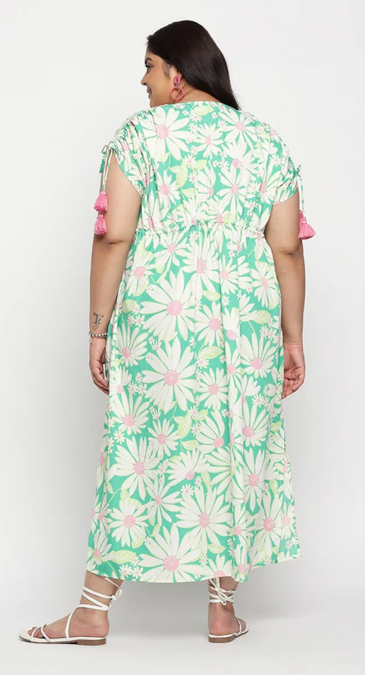 Floral Daisy Polyester Plus Size Kaftan for Women 1X-3X | GypsieBlu