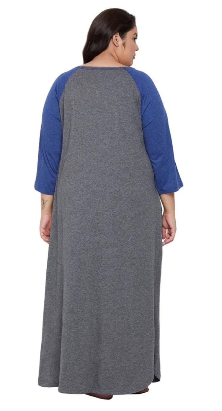 Charcoal Gray Polyester Plus Size Dress for Women 1X-3X 3/4 Sleeve | GypsieBlu