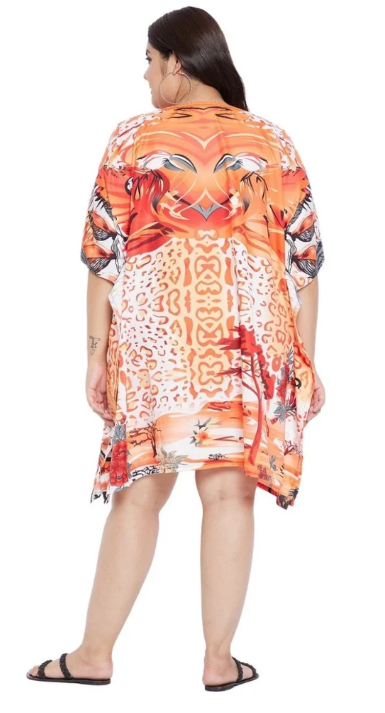 Orange Abstract Animal Polyester Plus Size Tunic for Women 1X-3X | GypsieBlu