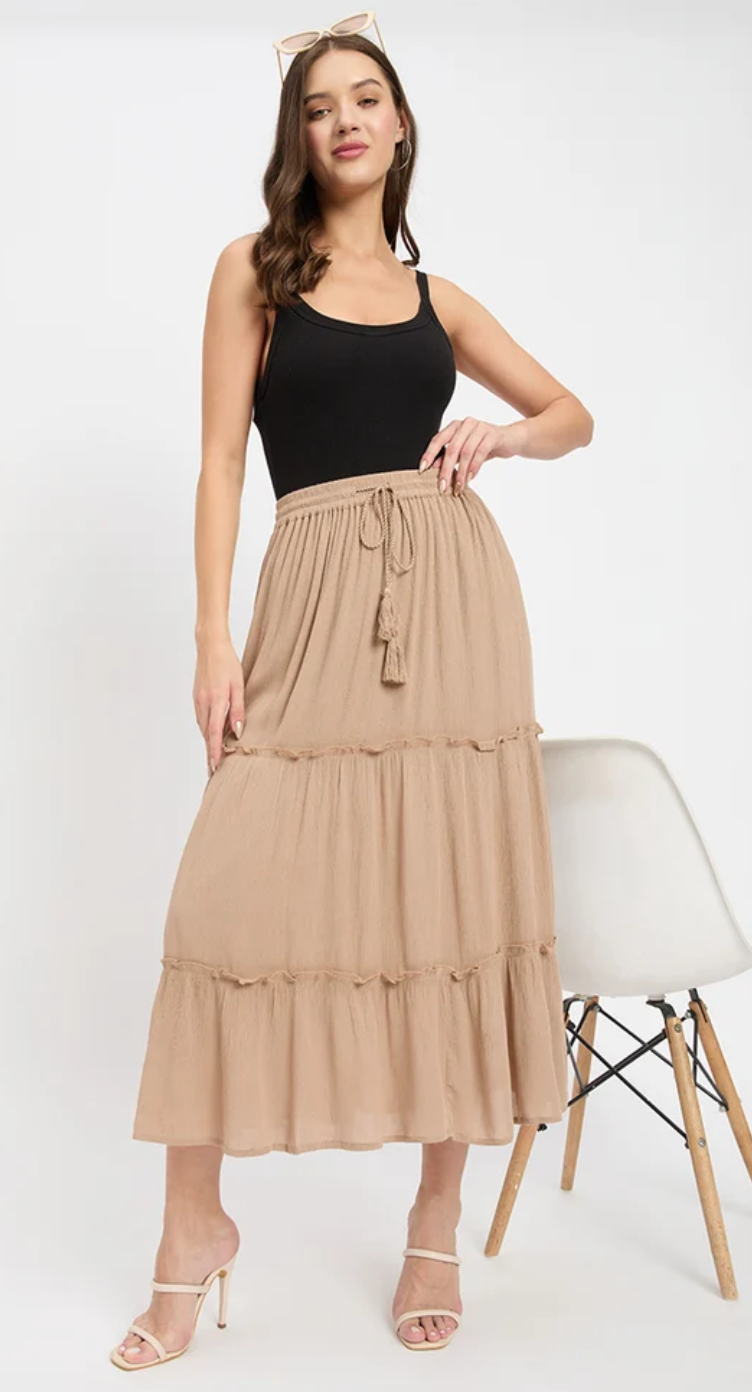 Khaki Brown Rayon Skirt for Women S-XL | GypsieBlu