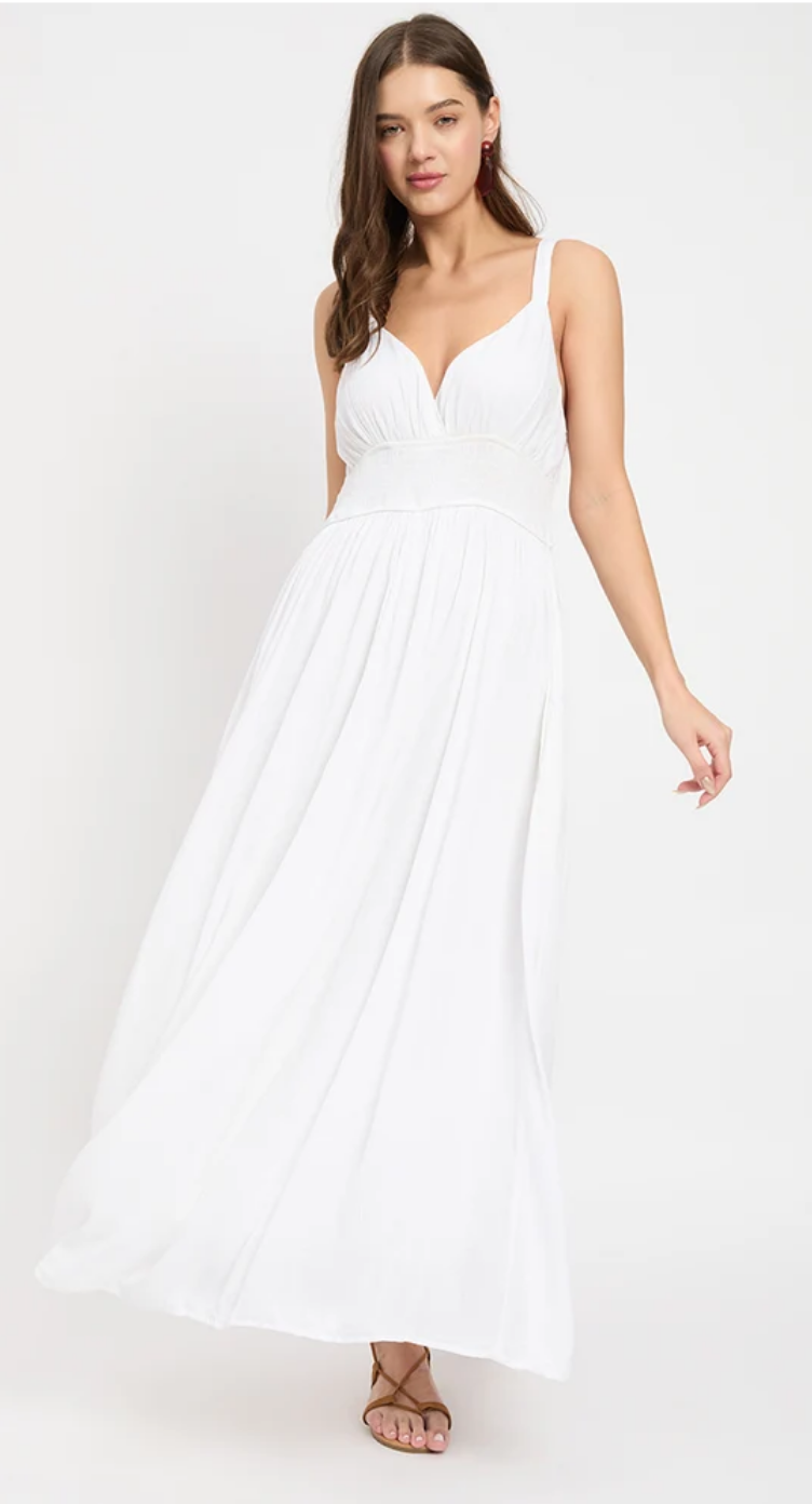 White Rayon Plus Size Maxi Dress for Women 1X-3X | GypsieBlu