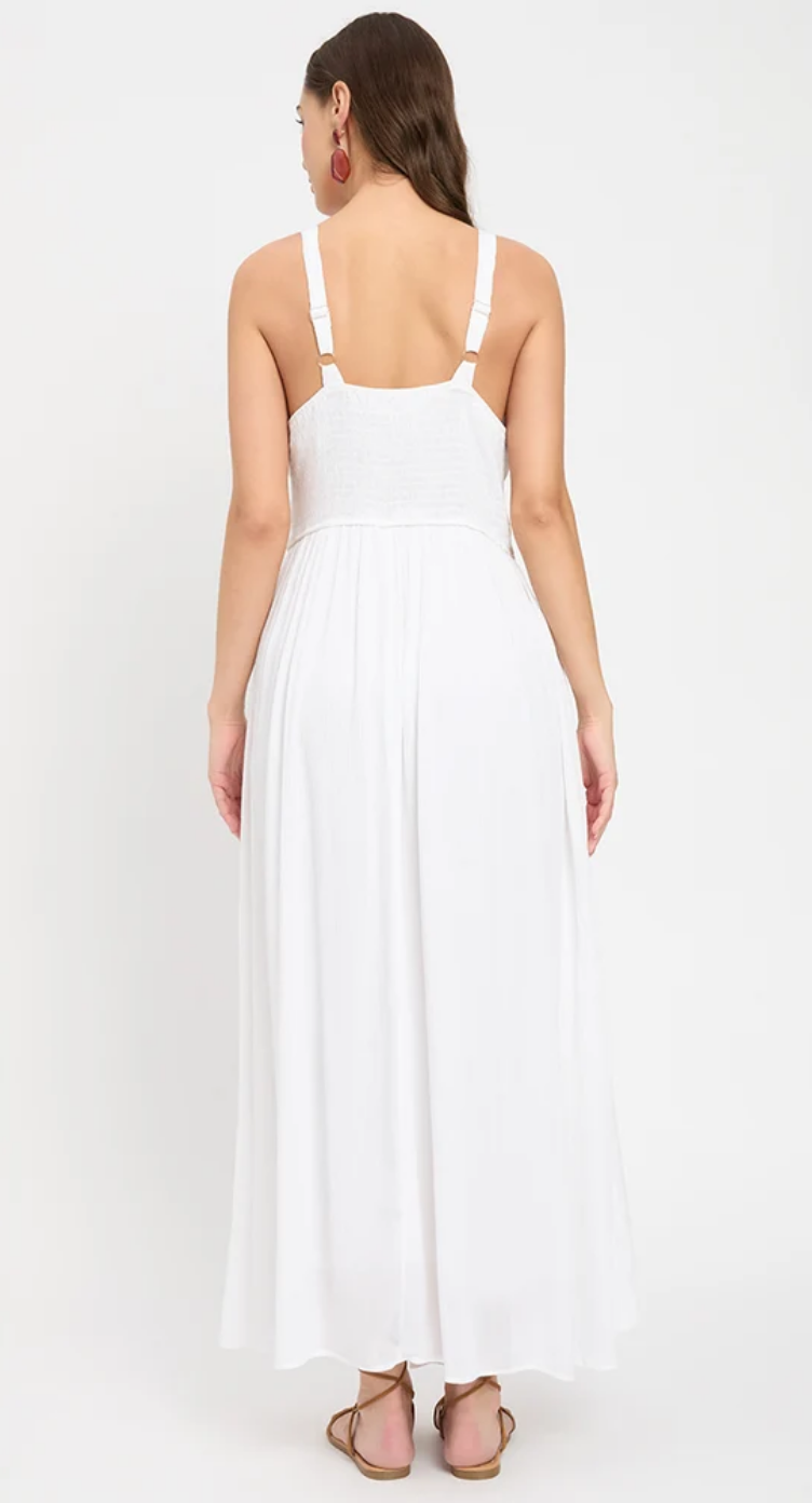 White Rayon Plus Size Maxi Dress for Women 1X-3X | GypsieBlu