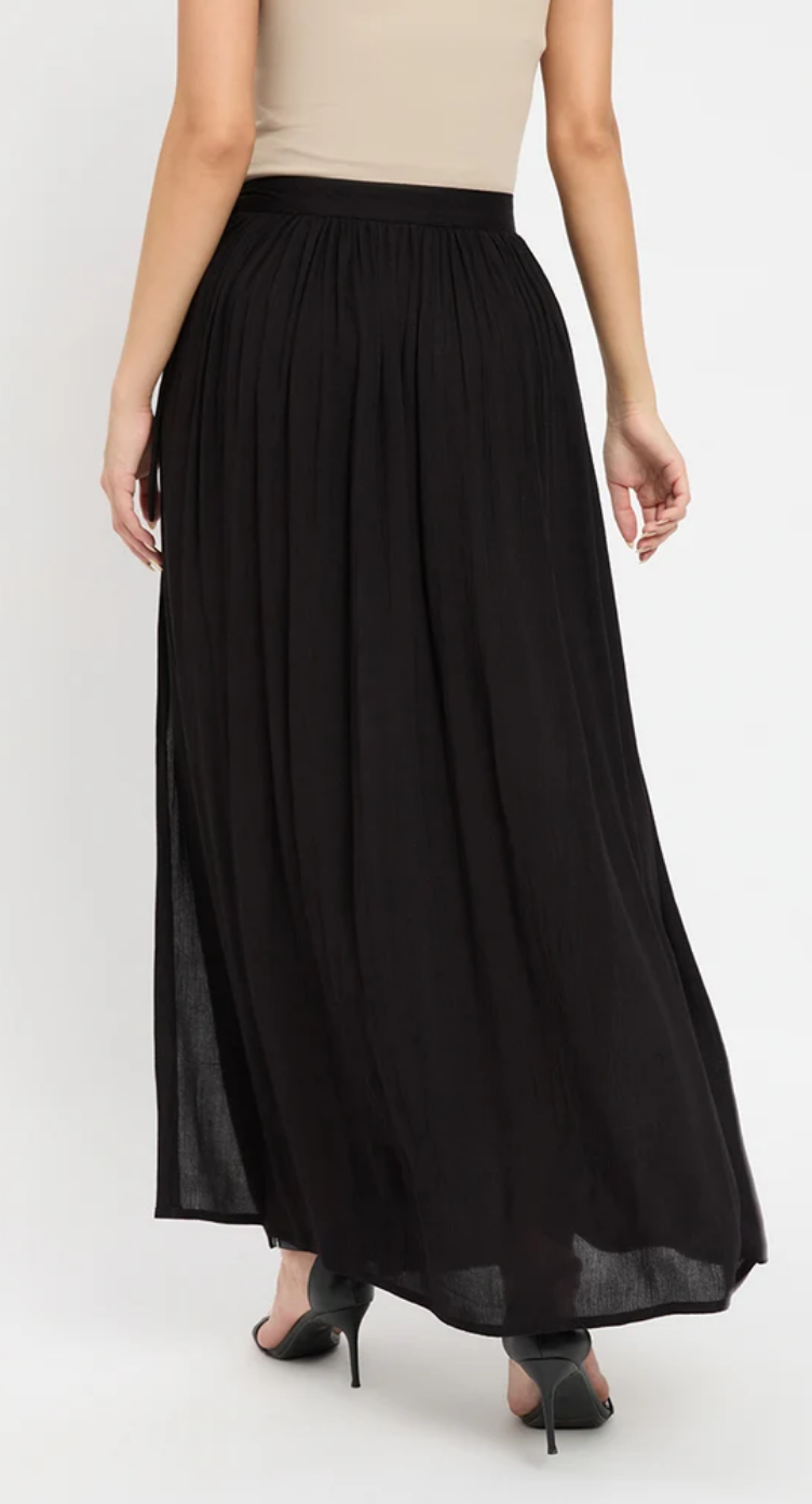 Black Side-Slit Rayon Skirt for Women S-XL | GypsieBlu