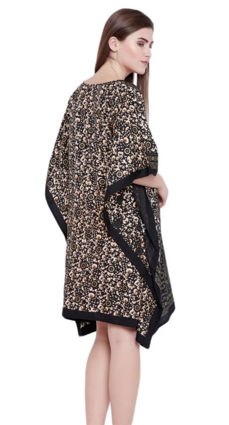 Black Swirling Paisley Polyester Plus Size Tunic for Women 1X-3X | GypsieBlu