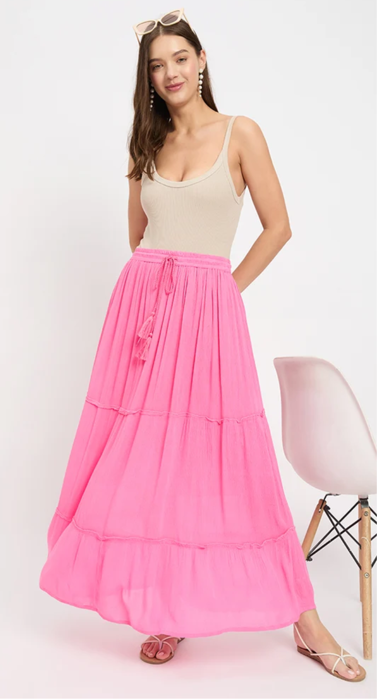 Hot Pink Rayon Skirt for Women S-XL | GypsieBlu