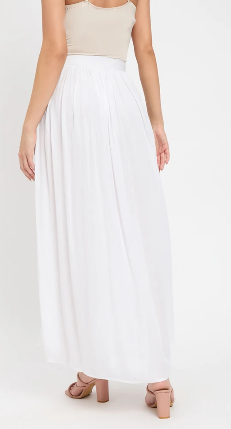 White Side-Slit Rayon Skirt for Women S-XL | GypsieBlu