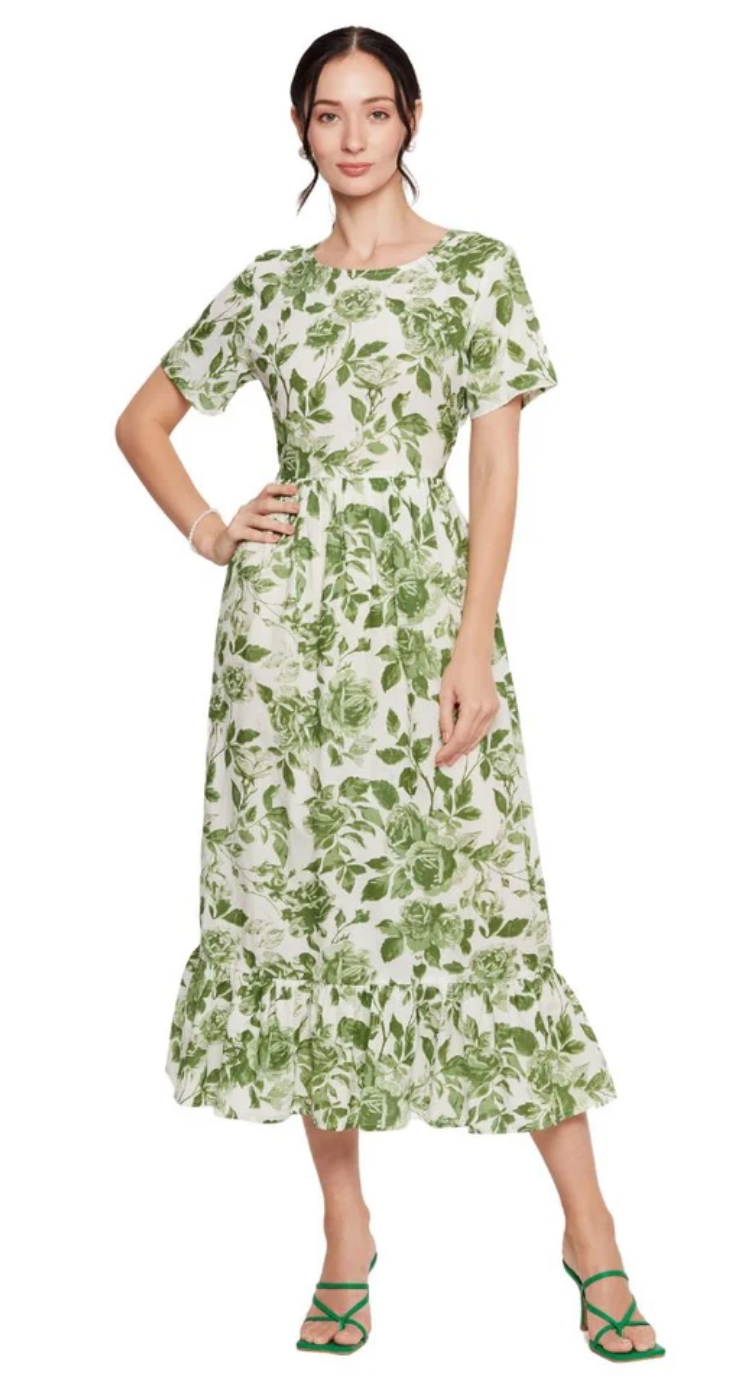Green Floral Cotton Maxi Dress for Women S-XL | GypsieBlu