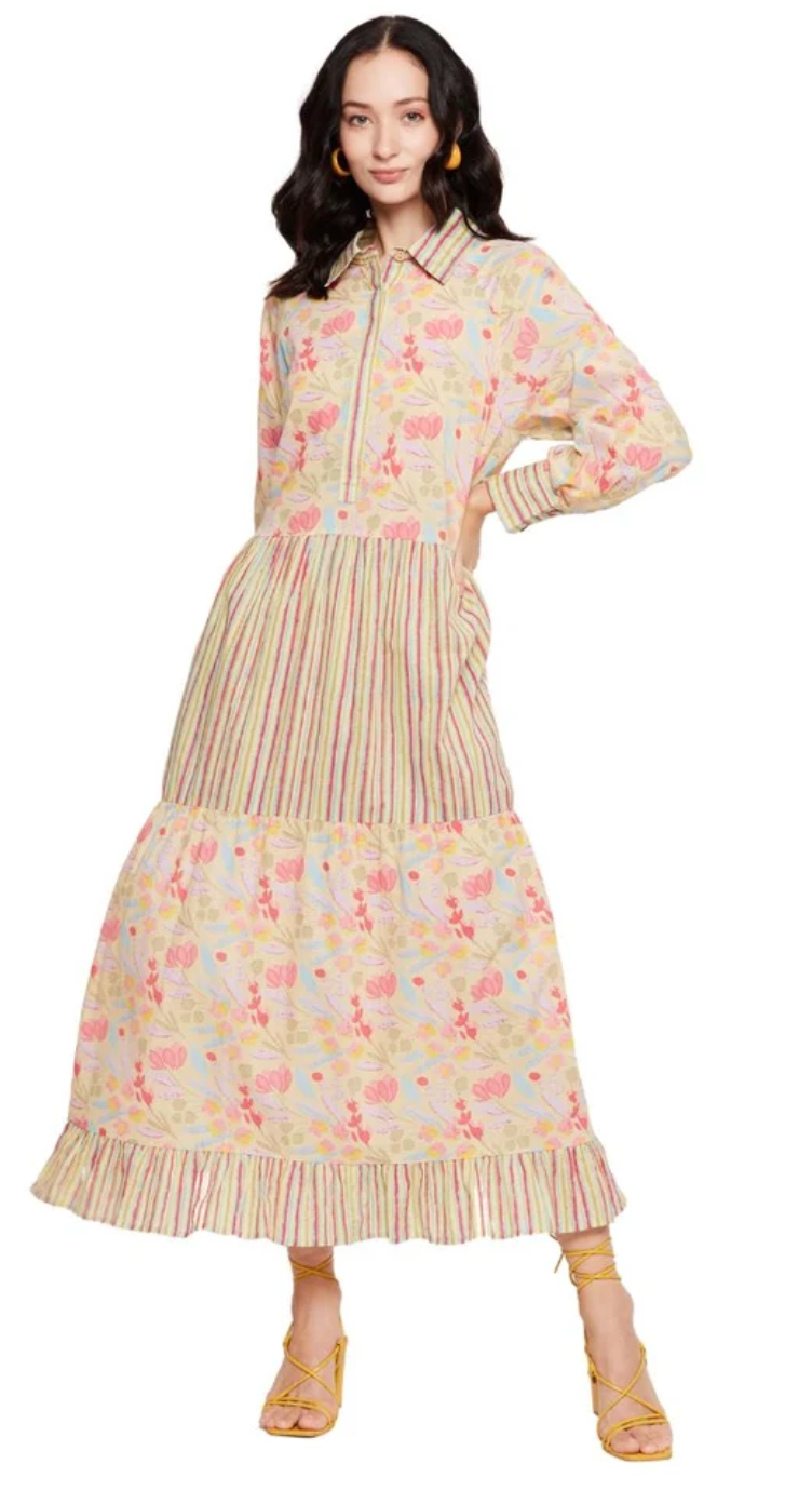Yellow Floral Cotton Maxi Dress for Women S-XL Sleeveless | GypsieBlu