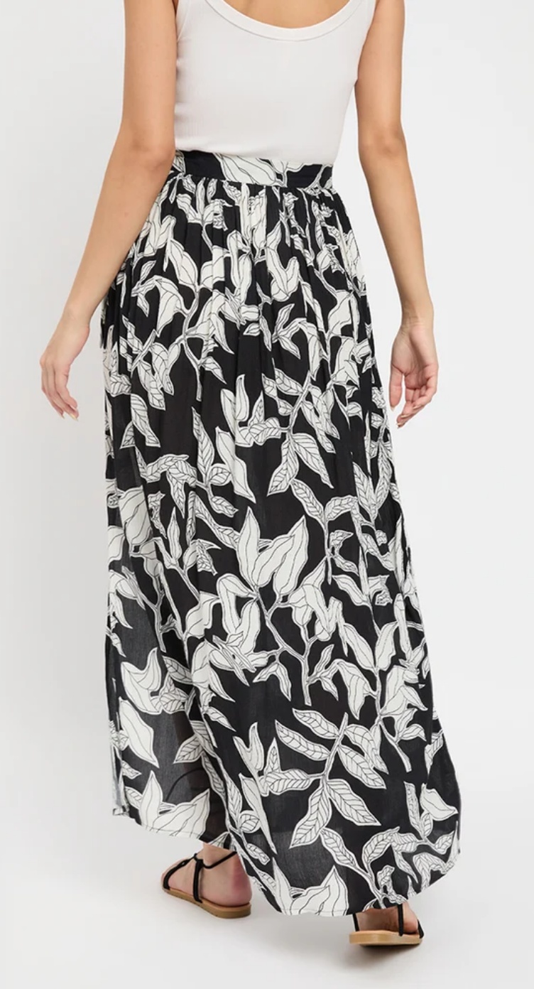 White Angular Leaf Rayon Skirt for Women S-XL | GypsieBlu