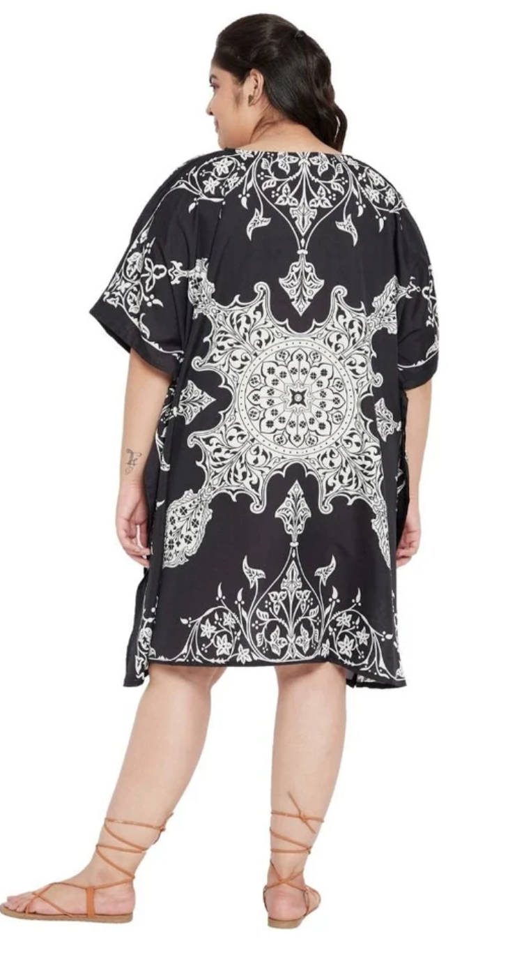 Floral Bandana Medallion Polyester Plus Size Tunic for Women 1X-3X | GypsieBlu