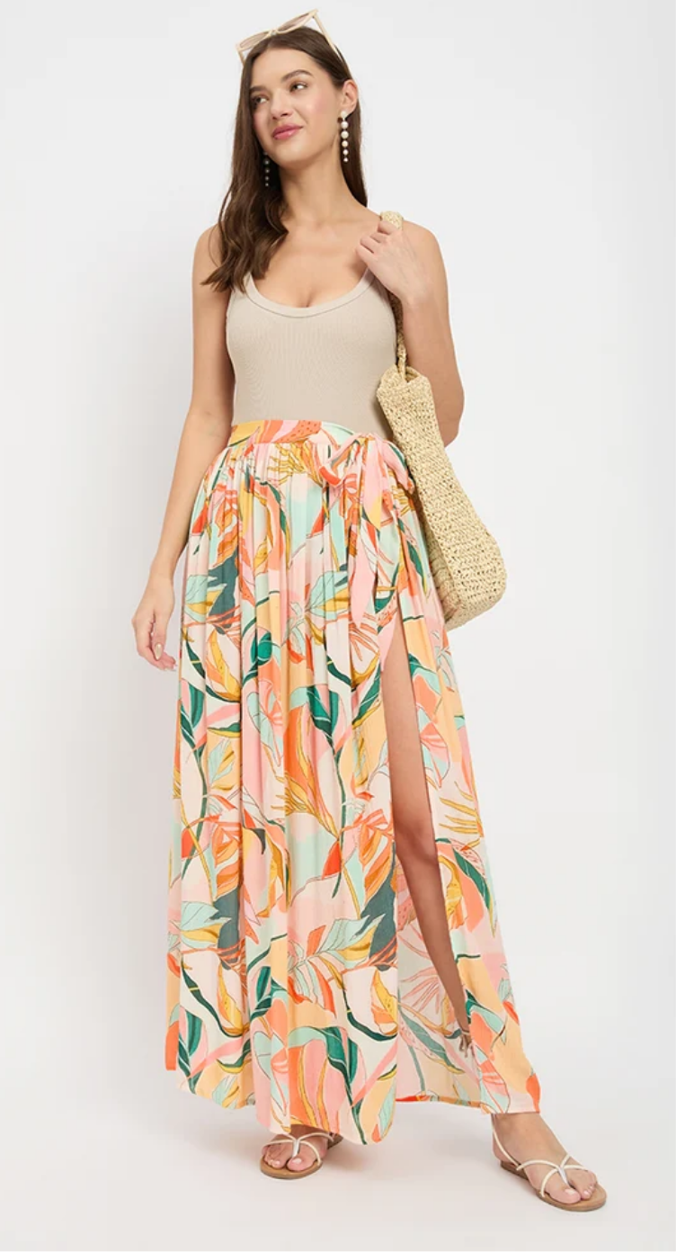 Multicolor Abstract Tropical Rayon Skirt for Women S-XL | GypsieBlu