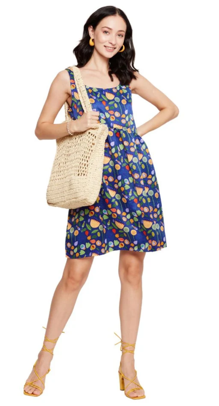 Cobalt Blue Floral Polyester Dress for Women S-XL | GypsieBlu