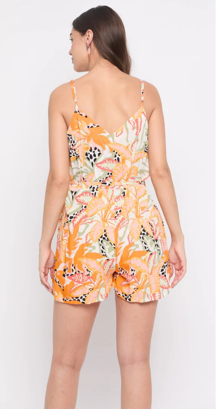 Orange Tropical Rayon Cami Dress for Women S-XL Sleeveless V Neck | GypsieBlu