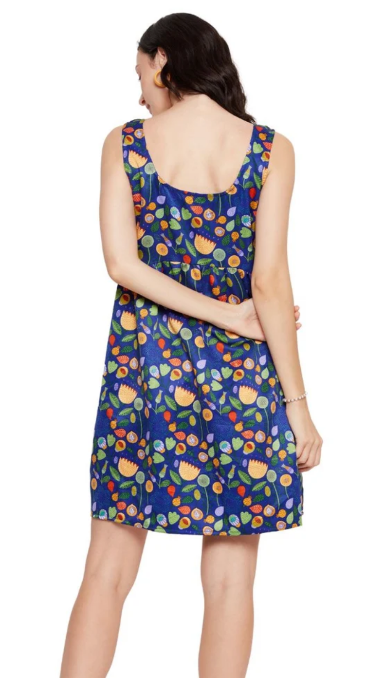 Cobalt Blue Floral Polyester Dress for Women S-XL | GypsieBlu