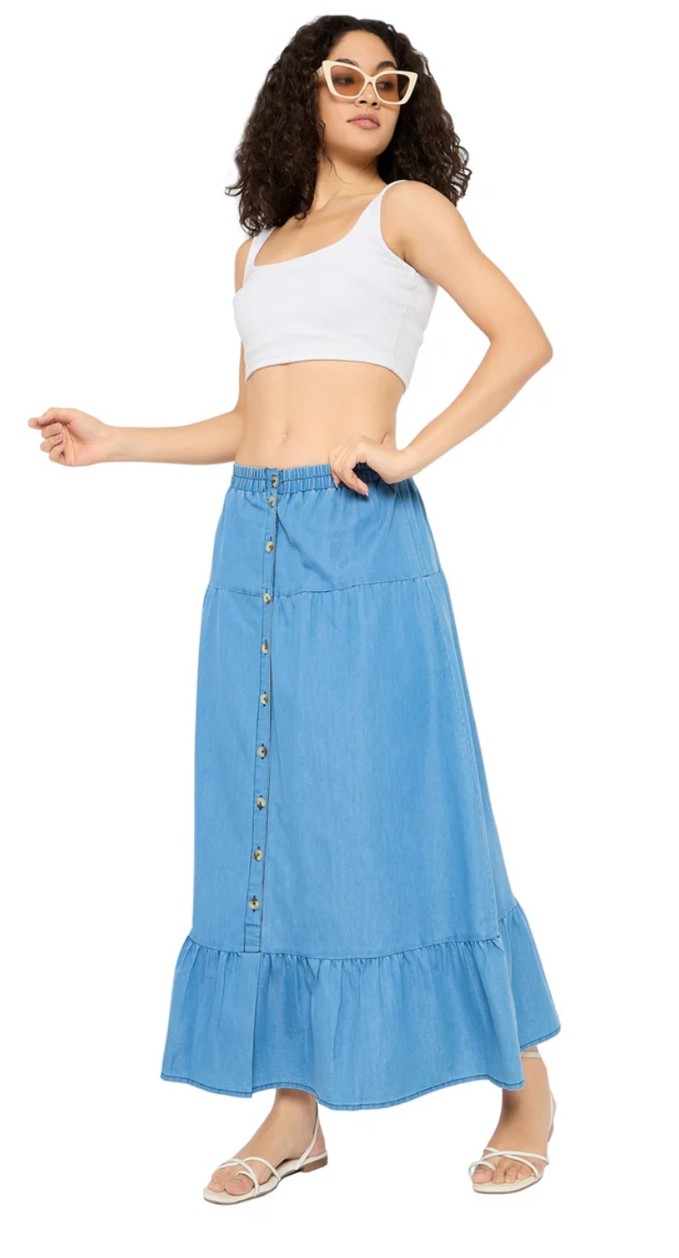 Light Sky Blue Denim Skirt for Women S-XL | GypsieBlu