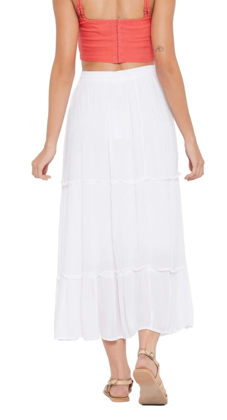 White Tiered Rayon Skirt for Women S-XL | GypsieBlu
