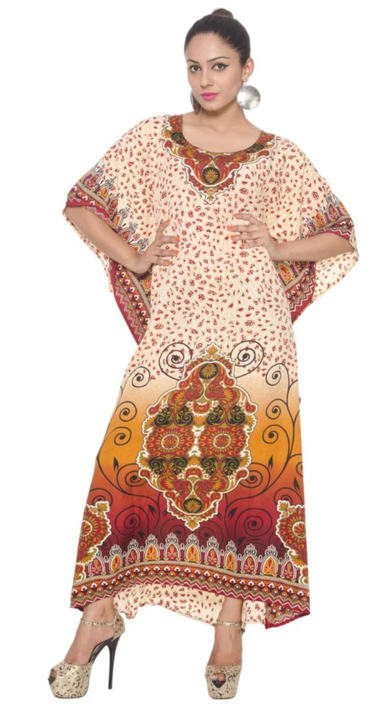 Floral Ombre Medallion Polyester Plus Size Kaftan for Women 1X-3X | GypsieBlu