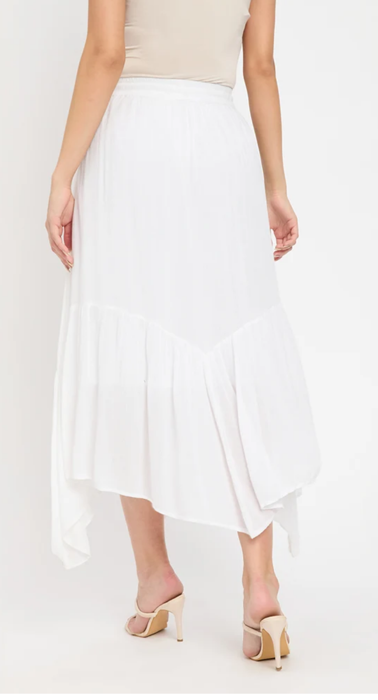 White Asymmetrical Rayon Skirt for Women S-XL | GypsieBlu