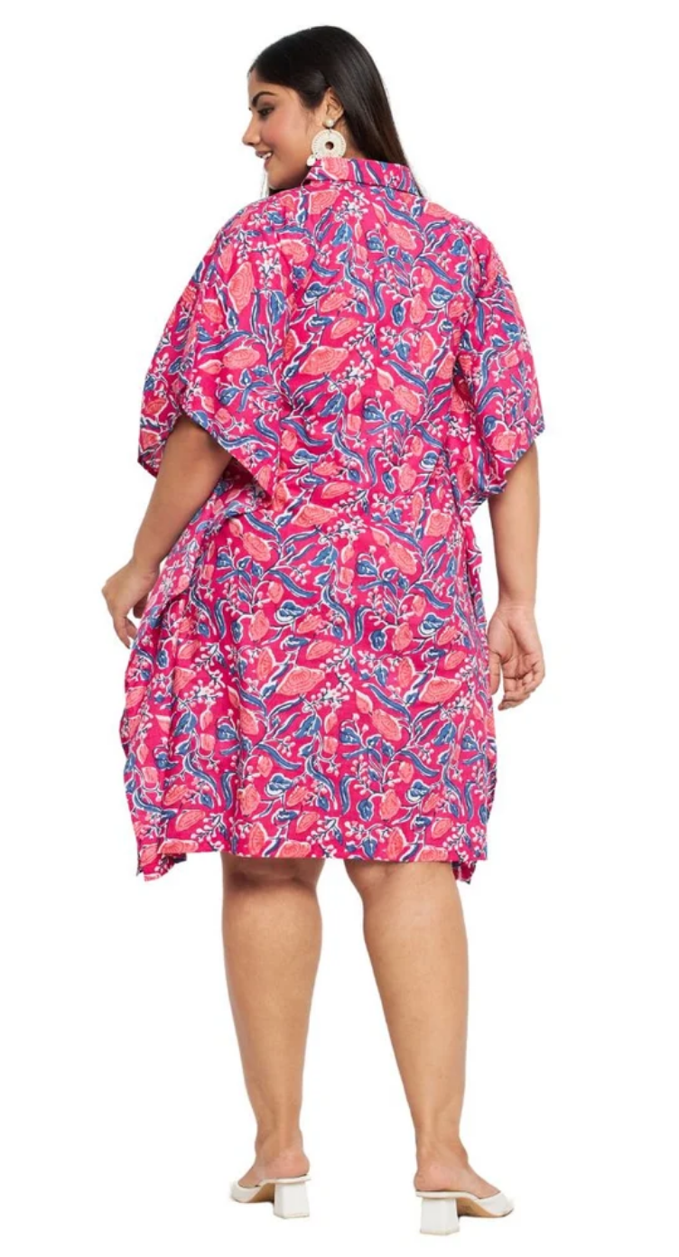 Queen Pink Floral Cotton Plus Size Tunic for Women 1X-3X | GypsieBlu