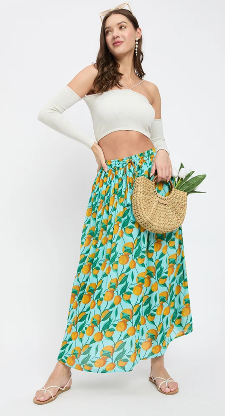 Green Citrus Fruit Rayon Skirt for Women S-XL | GypsieBlu
