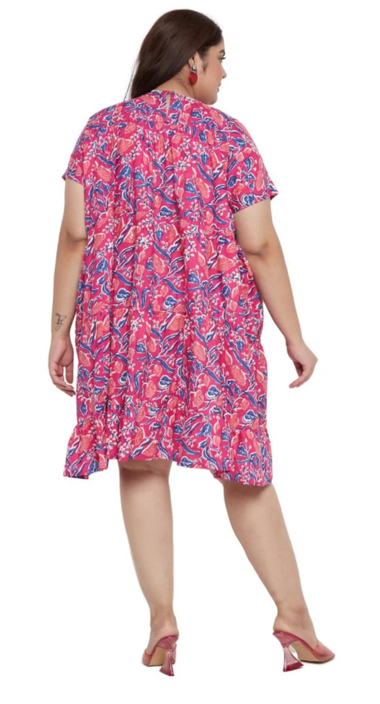 Pink Floral Cotton dress for Women S-XL | GypsieBlu