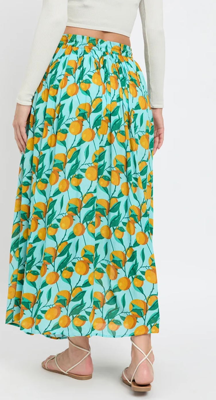 Green Citrus Fruit Rayon Skirt for Women S-XL | GypsieBlu