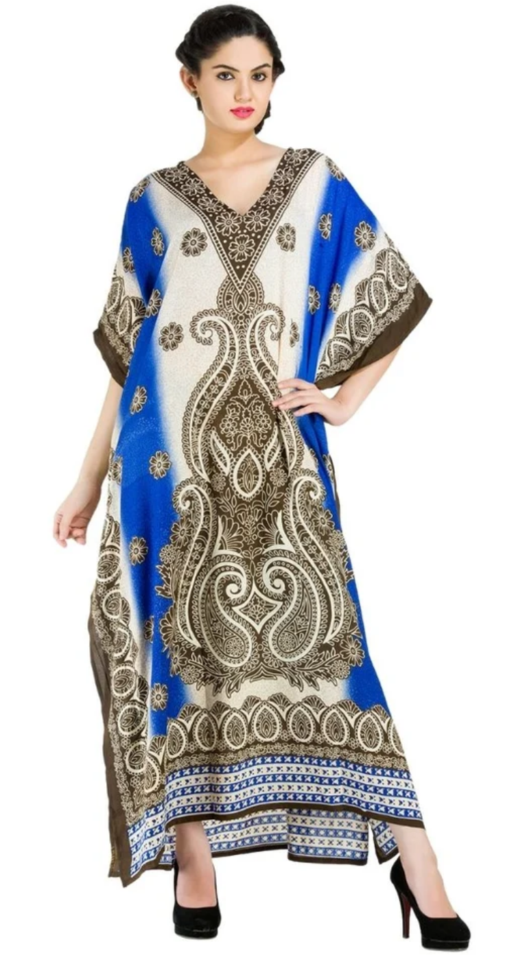 Olive Paisley Medallion Polyester Plus Size Kaftan for Women 1X-3X | GypsieBlu