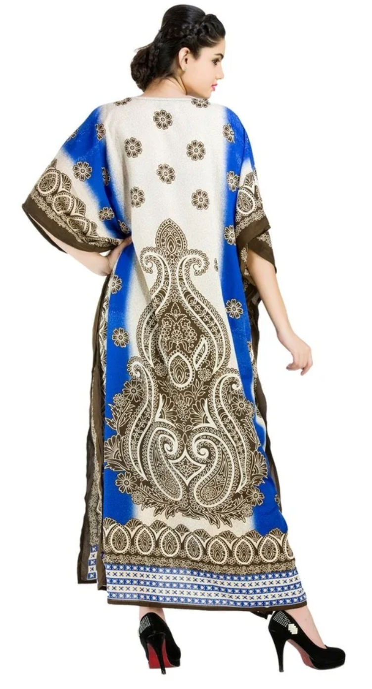 Olive Paisley Medallion Polyester Plus Size Kaftan for Women 1X-3X | GypsieBlu
