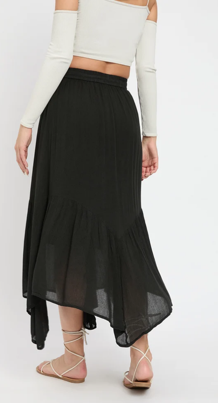 Black Handkerchief Hem Rayon Skirt for Women S-XL | GypsieBlu