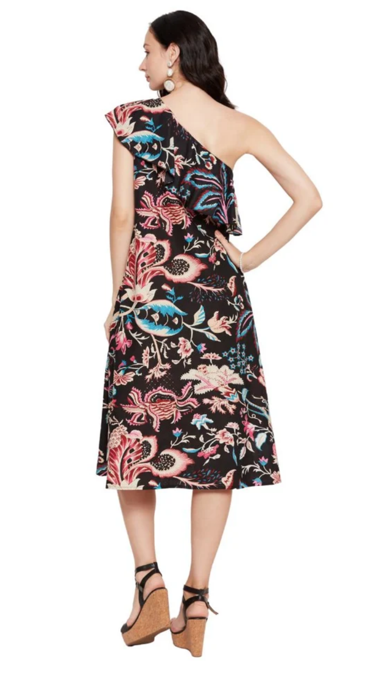 Black Floral Cotton Plus Size Dress for Women 1X-3X | GypsieBlu