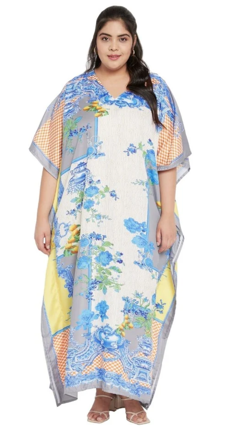 Floral Chinoiserie Polyester Plus Size Kaftan for Women 1X-3X | GypsieBlu
