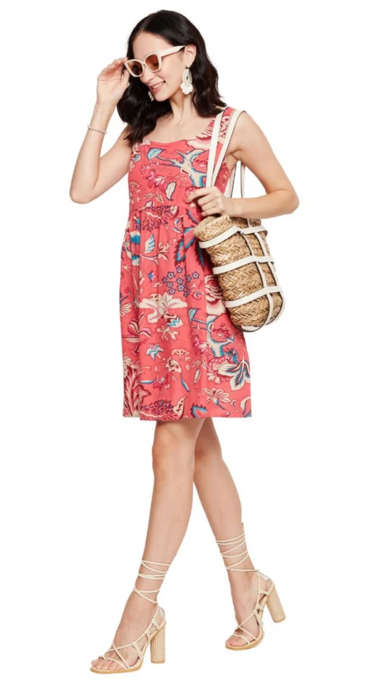 Salmon Rose Floral Cotton Dress for Women S-XL | GypsieBlu
