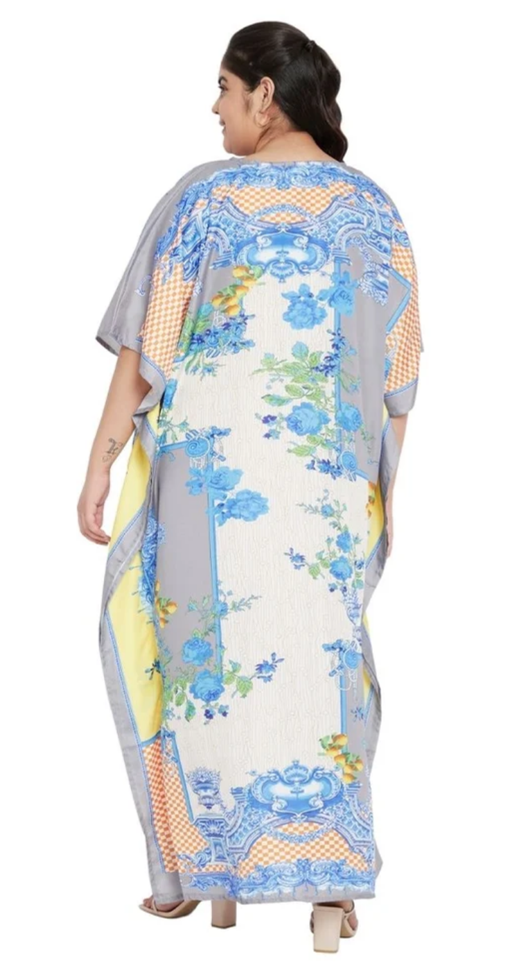 Floral Chinoiserie Polyester Plus Size Kaftan for Women 1X-3X | GypsieBlu